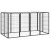 vidaXL 12-tlg. Hundelaufstall Schwarz 50x100cm Stahl Pulverbeschichtet