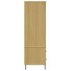 vidaXL Kleiderschrank OSLO Metallbeinen Braun 90x55x172,5cm Massivholz