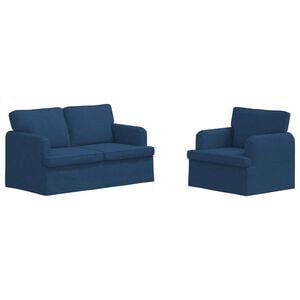 vidaXL Sofa Set 2 stk. Blau Stoff