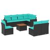 vidaXL 9-tlg. Garten-Sofagarnitur mit Kissen Schwarz Poly Rattan