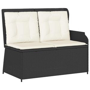 vidaXL Gartenbank mit Kissen Schwarz und Cremewei&szlig; Poly-Rattan