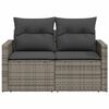 vidaXL Gartensofa 2-Sitzer mit Kissen Grau Poly Rattan