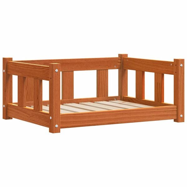 vidaXL Hundebett Wachsbraun 65,5 x 50,5 x 28 cm Massives Kiefernholz