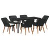 vidaXL Garten Essgruppe mit Kissen 7 pcs Schwarz Poly-Rattan