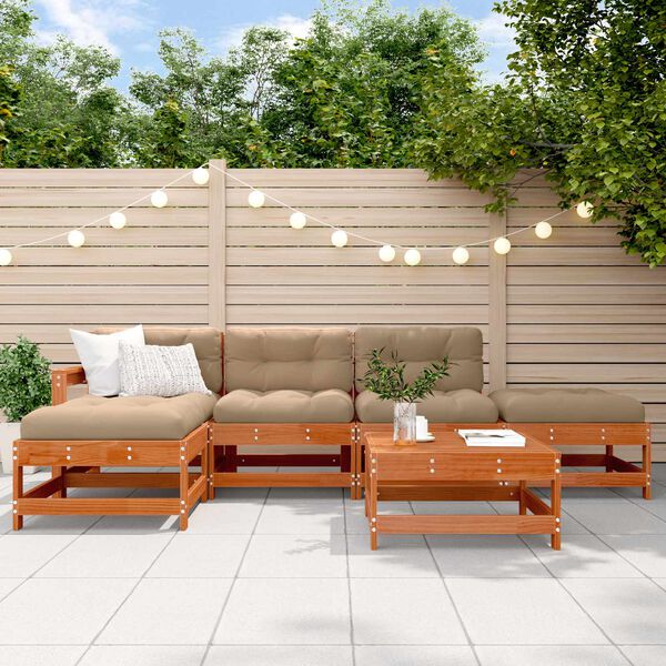 vidaXL Garten-Lounge-Set 6 pcs Wachsbraun Massives Kiefernholz