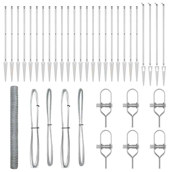 vidaXL Zaunpfosten Silber 50 x 1,6 m (50 mm Maschenweite) Stahl