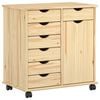 vidaXL Rollschrank Mit Rad Braun 63,5 x 39 x 65,5 cm Massivholz Kiefer