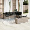 vidaXL 9-tlg. Garten-Sofagarnitur mit Kissen Hellgrau Poly Rattan