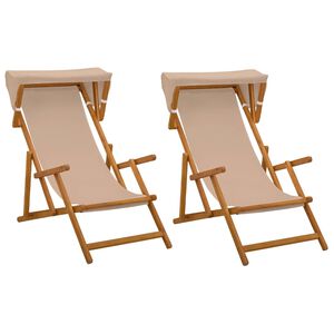 vidaXL Liegestuhl 2 stk. 3 Position Massives Eukalyptus Holz Taupe