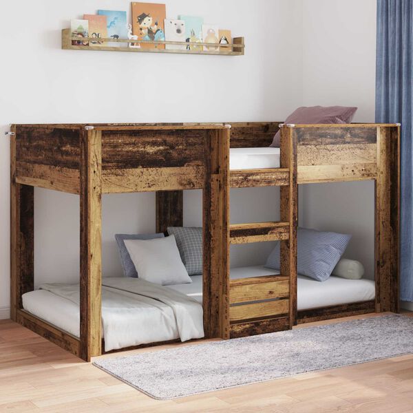 vidaXL Bodenbettrahmen Altholz 90 x 190 cm Holzwerkstoff