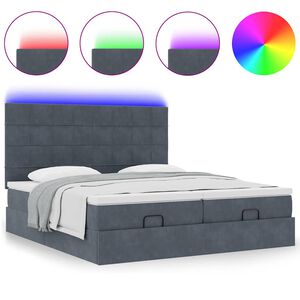 vidaXL Ottoman-Bett mit Matratzen & LEDs Dunkelgrau 160x200 cm Samt