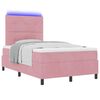 vidaXL LED Boxspringbett mit Matratze Rosa 120 x 200 cm Samt