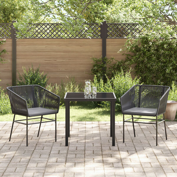 vidaXL Garten Essgruppe 9 pcs Schwarz Poly Rattan
