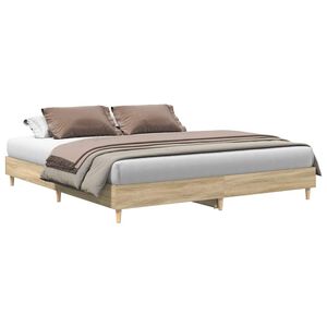 vidaXL Bettgestell ohne Matratze Sonoma-Eiche 200x200 cm Holzwerkstoff