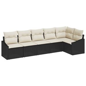 vidaXL Gartensofa-set mit Kissen 6 pcs Schwarz und Wei&szlig; Poly-Rattan