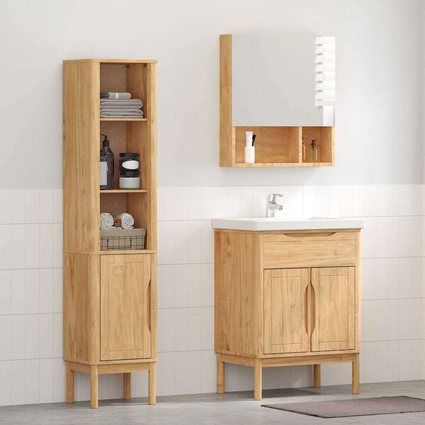 vidaXL Badezimmerm&ouml;bel-Set FLORO 2 pcs Wachsbraun Massivholz Kiefer