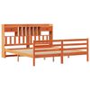 vidaXL Massivholzbett mit Regal ohne Matratze Wachsbraun 200x200 cm