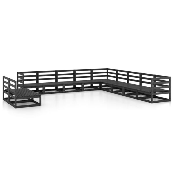 vidaXL 11-tlg. Garten-Lounge-Set Schwarz Massivholz Kiefer