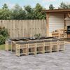 vidaXL 13-tlg. Garten-Essgruppe mit Kissen Beigemischung Poly Rattan