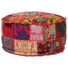 vidaXL Patchwork Sitzpouf Rund Baumwolle Handgefertigt 40x20 cm Rot