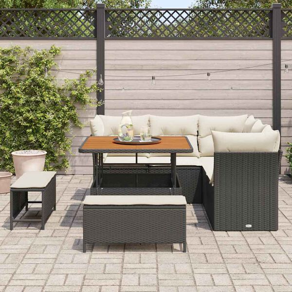 vidaXL Gartensofa-set 8 pcs Schwarz Poly-Rattan