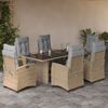 vidaXL 7-tlg. Garten-Essgruppe mit Kissen Beigemischung Poly Rattan