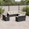 vidaXL 11-tlg. Garten-Sofagarnitur mit Kissen Schwarz Poly Rattan