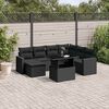 vidaXL 8-tlg. Garten-Sofagarnitur mit Kissen Schwarz Poly Rattan