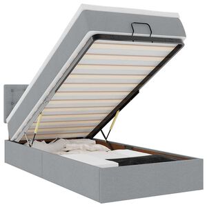 vidaXL Ottomane Bett mit Matratze & LEDs Hellgrau 90x200 cm Stoff