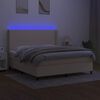 vidaXL Boxspringbett mit Matratze & LED Creme 180x200 cm Stoff