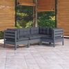 vidaXL 4-tlg. Garten-Lounge-Set mit Kissen Grau Kiefernholz