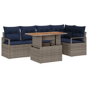 vidaXL Garten Essgruppe mit Kissen 6 pcs Grau und Marineblau