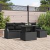 vidaXL Garten-Sofa-Set mit Kissen 6 pcs Schwarz Poly Rattan
