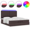 vidaXL Ottoman-Bett mit Matratzen & LEDs Dunkelbraun 200x200 cm Stoff