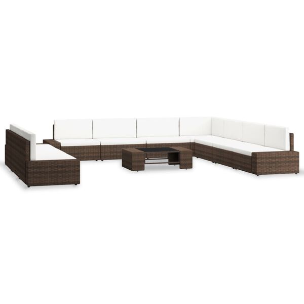 vidaXL 10-tlg. Garten-Lounge-Set Poly Rattan Braun