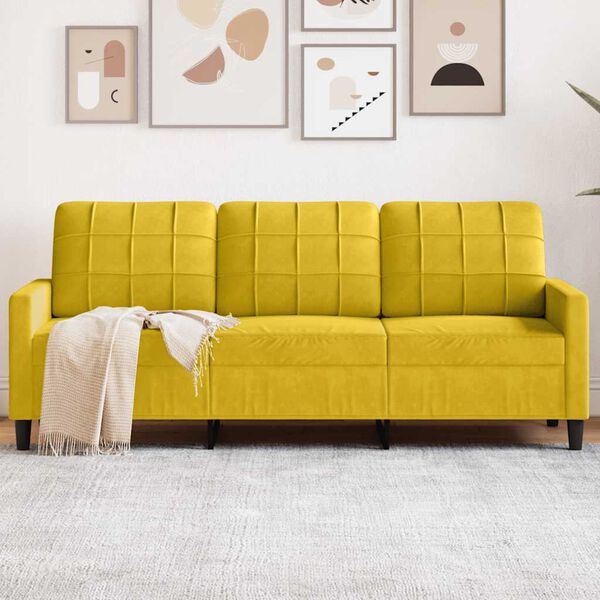 vidaXL 3-Sitzer-Sofa Gelb 180 cm Samt