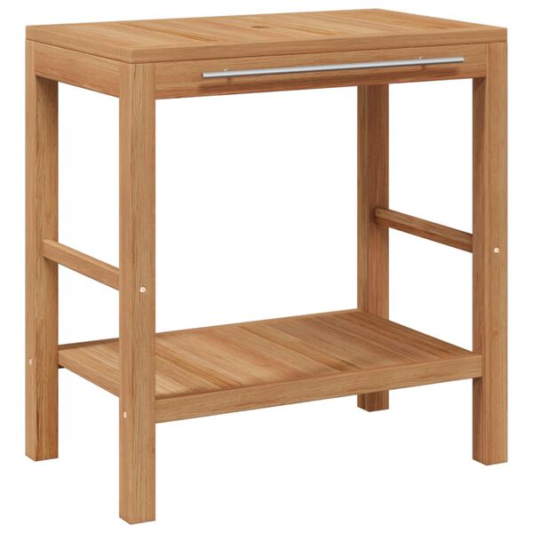 vidaXL Waschtisch Massivholz Teak mit Waschbecken aus Flussstein