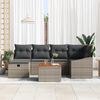 vidaXL Garten-Sofa-Set mit Kissen mit Speicher 7 pcs Grau Poly Rattan