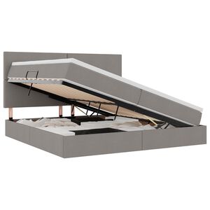 vidaXL Bett mit Stauraum und LED mit LED Taupe 200 x 200 cm Polyester