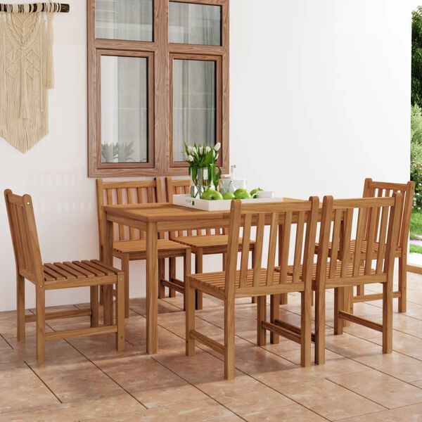 vidaXL 7-teiliges Garten-Ess-Set 140 x 80 cm Massivholz Teak