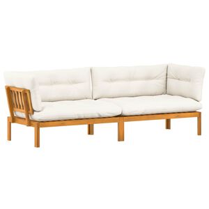 vidaXL Garten Pallet Sofa Einheiten 2 St&uuml;ck Nat&uuml;rlich und Cremwei&szlig;