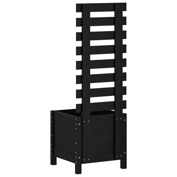 vidaXL Pflanzkübel Rankhilfe Schwarz 39x39,5x114 cm Massivholz Kiefer