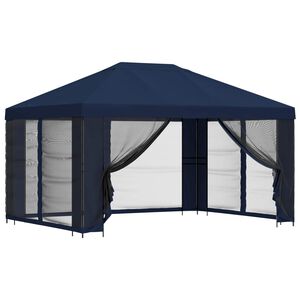 vidaXL Garten Pavillon mit Seitenw&auml;nden 4 x 3 m Blau
