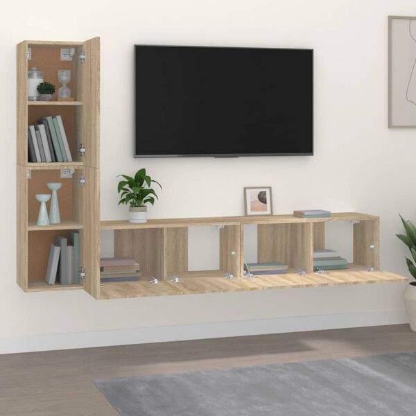 vidaXL 4-tlg. TV-Schrank-Set Sonoma-Eiche Holzwerkstoff