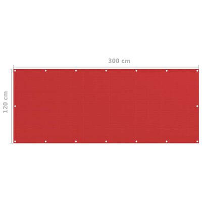 vidaXL Balkon-Sichtschutz Rot 120x300 cm HDPE