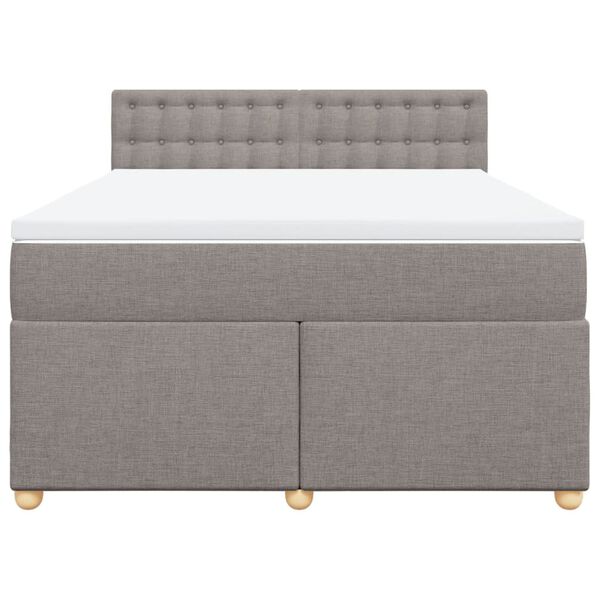 vidaXL Boxspringbett mit Matratze Taupe 160x200 cm Stoff