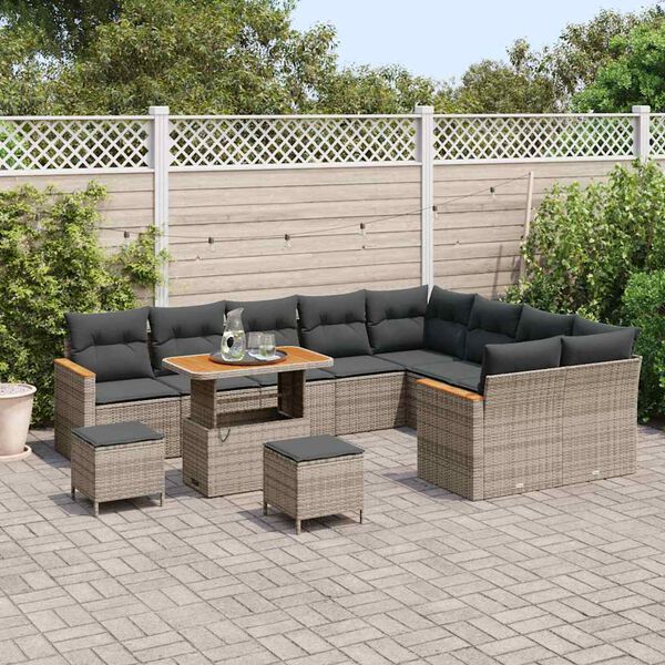 vidaXL Gartensofa-set 12 pcs Grau Poly-Rattan