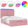 vidaXL Ottoman-Bett mit Matratzen & LEDs Rosa 140x200 cm Samt