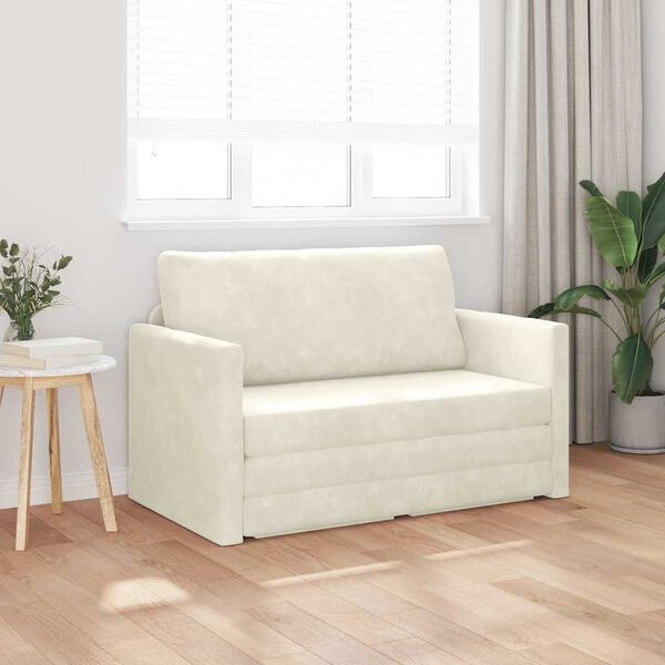 vidaXL Schlafsofa 110cm Creme Samt