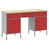 vidaXL Werkbank 3 Stk. Rot und Grau Ingenieure Holz und Stahl